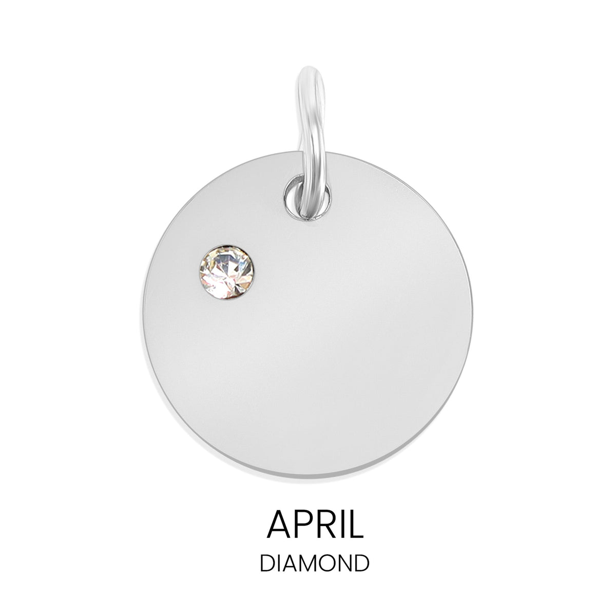 Silver Birthstone Disc Charms