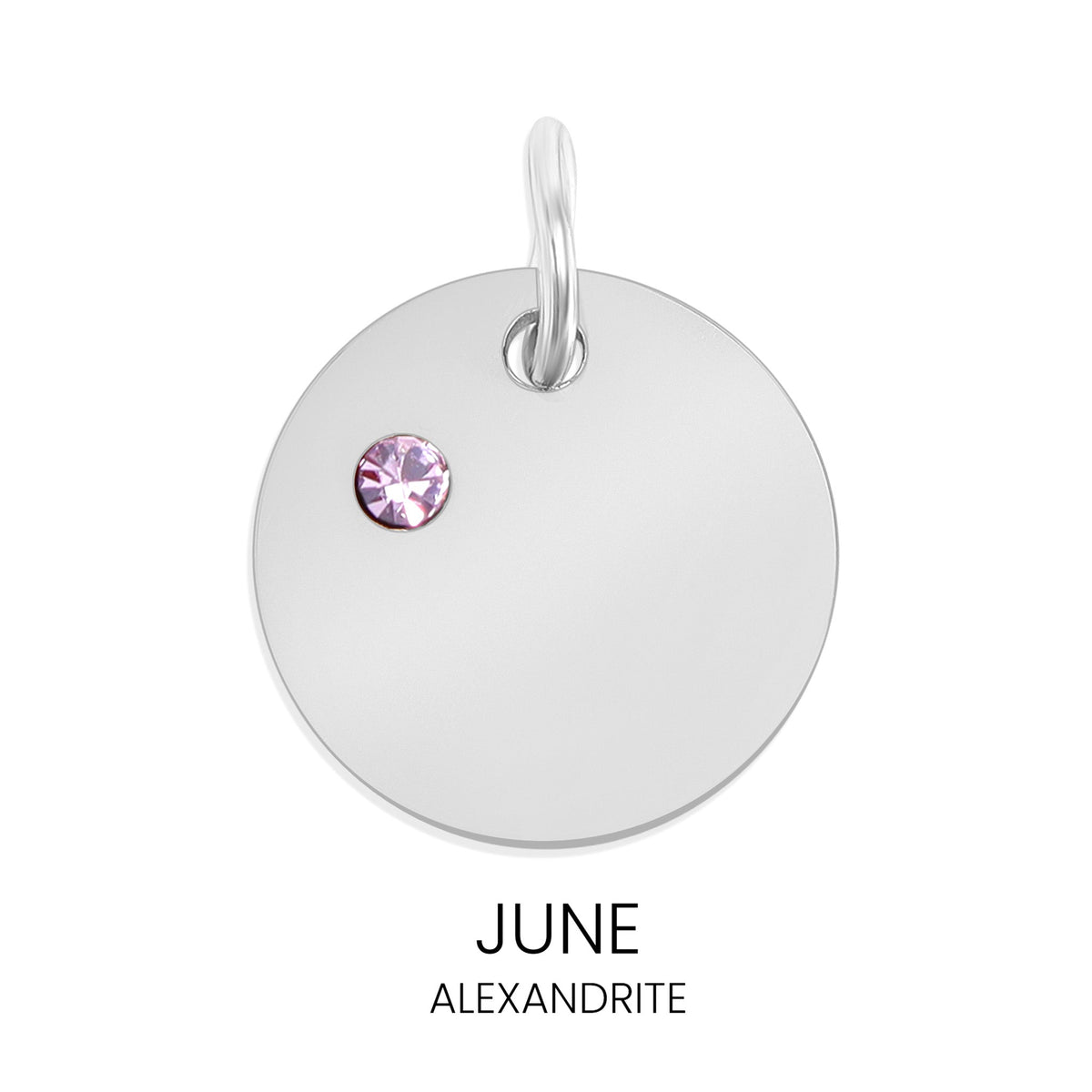 Silver Birthstone Disc Charms