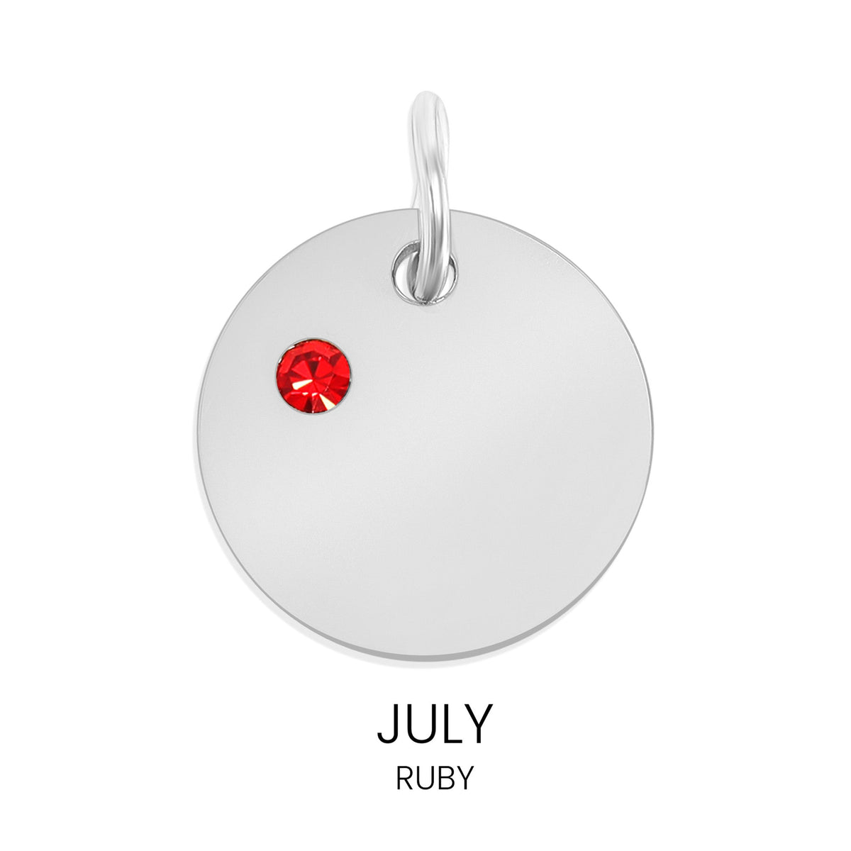 Silver Birthstone Disc Charms