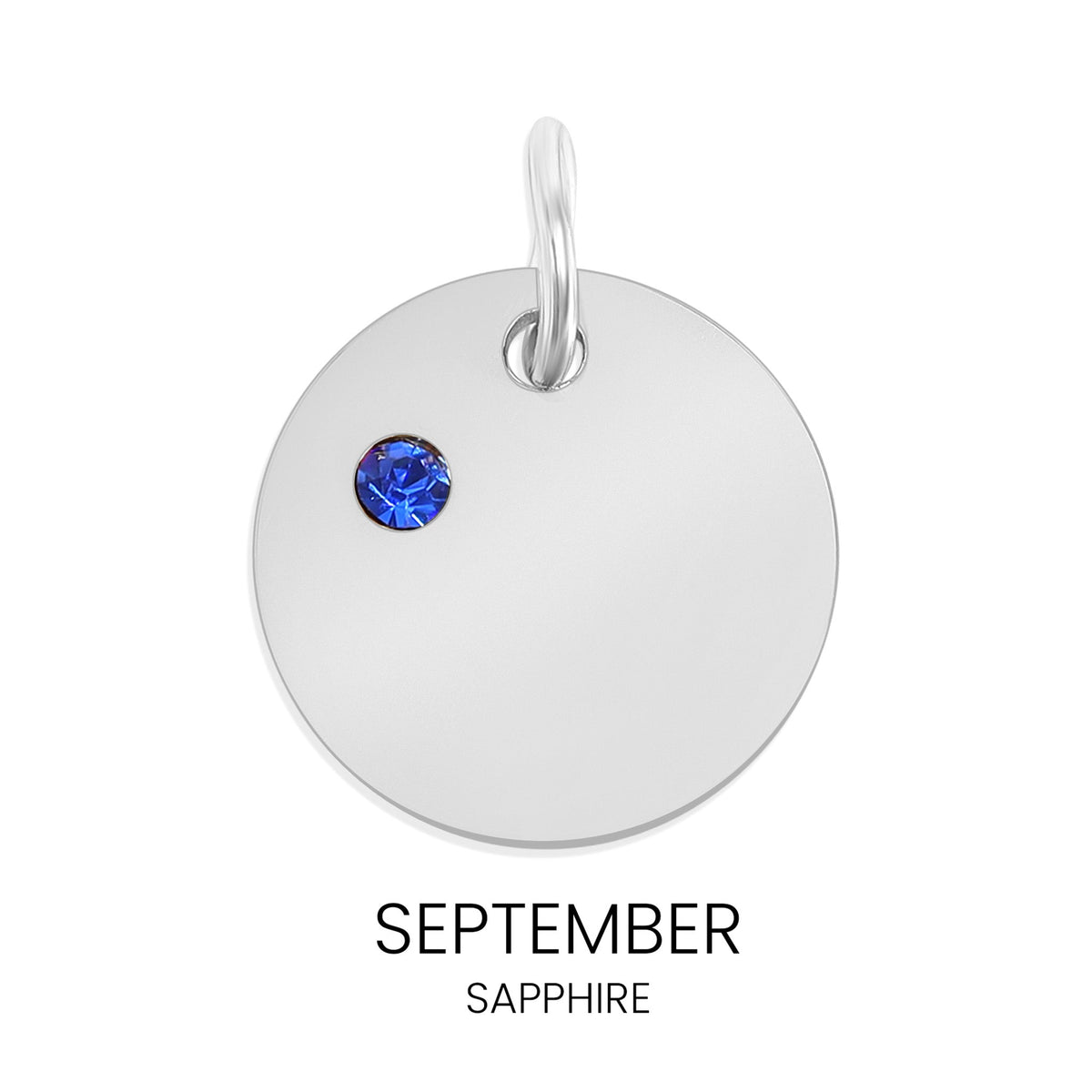 Silver Birthstone Disc Charms