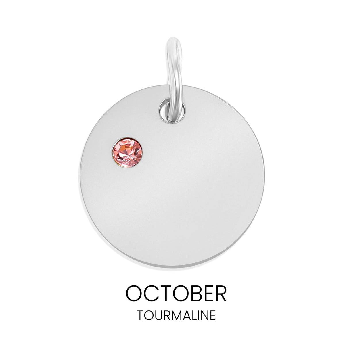 Silver Birthstone Disc Charms