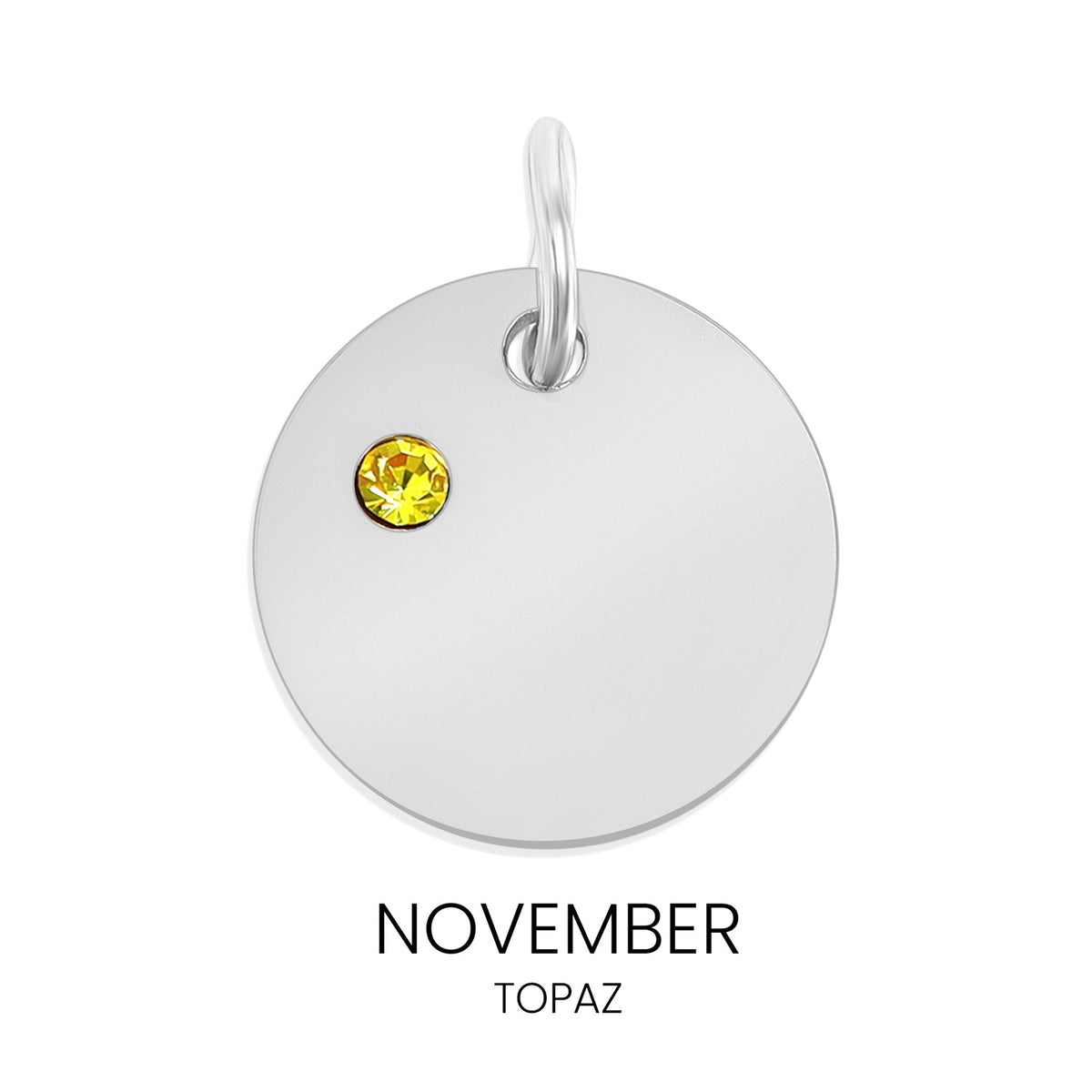 Silver Birthstone Disc Charms