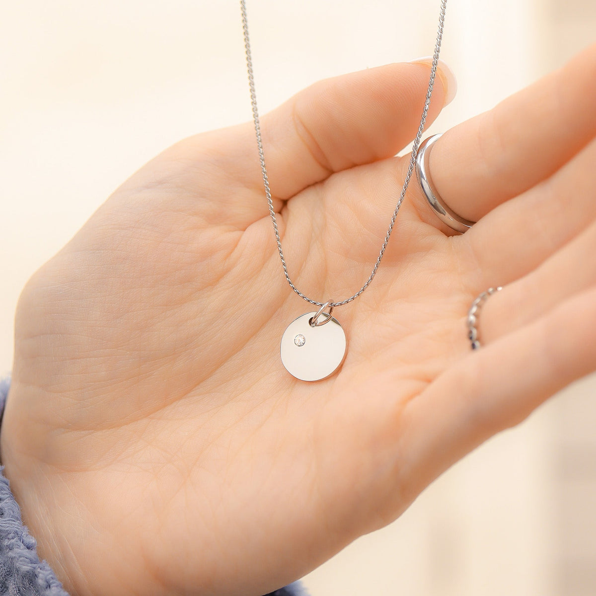 Silver Birthstone Disc Charms