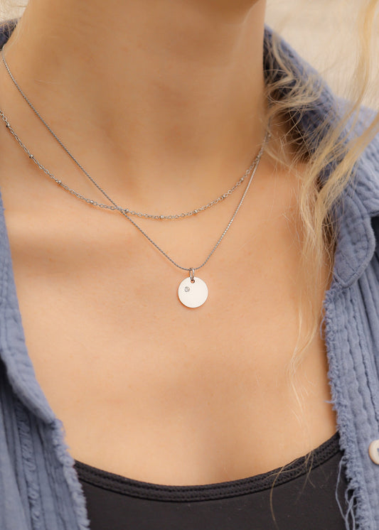 Silver Birthstone Disc Charms