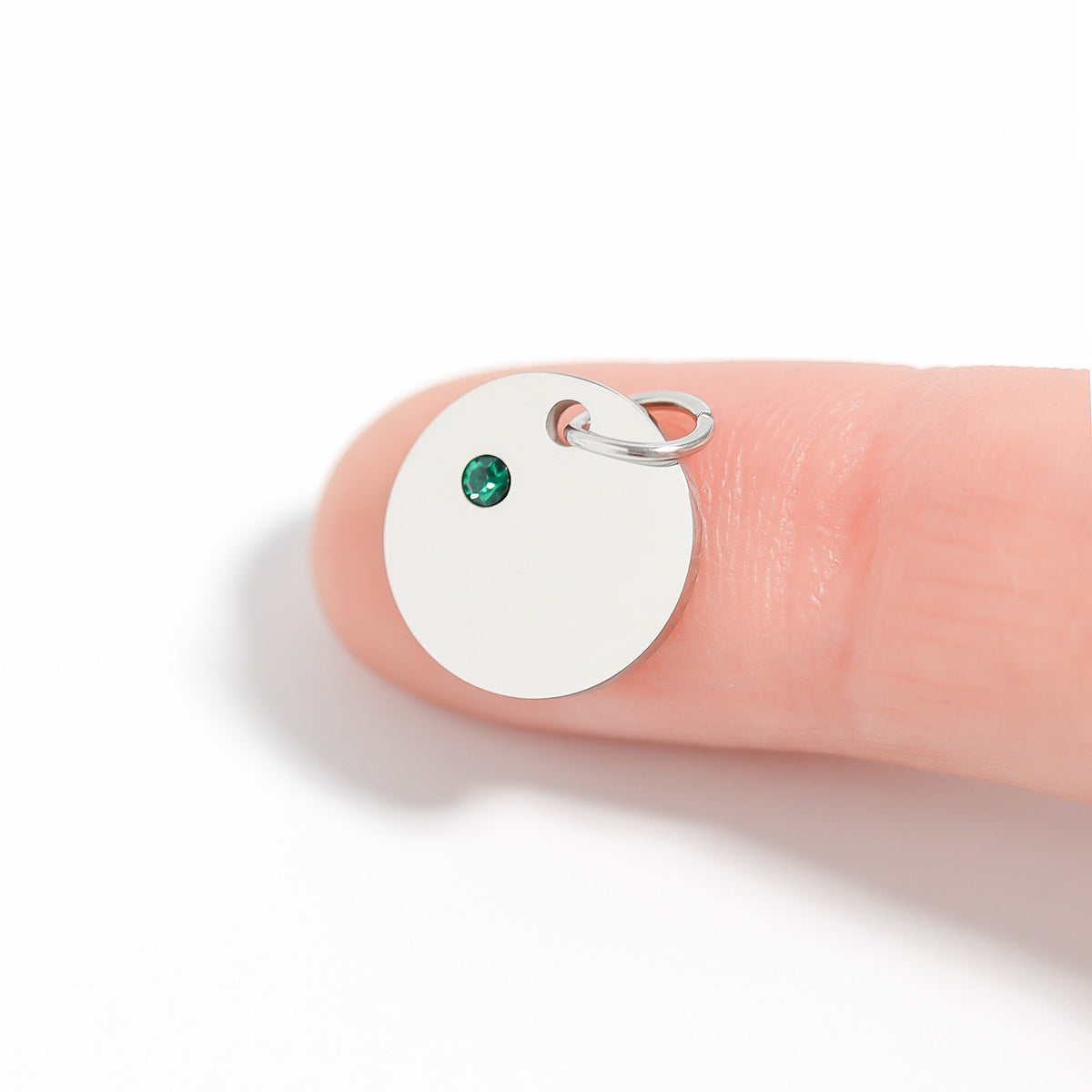 Silver Birthstone Disc Charms