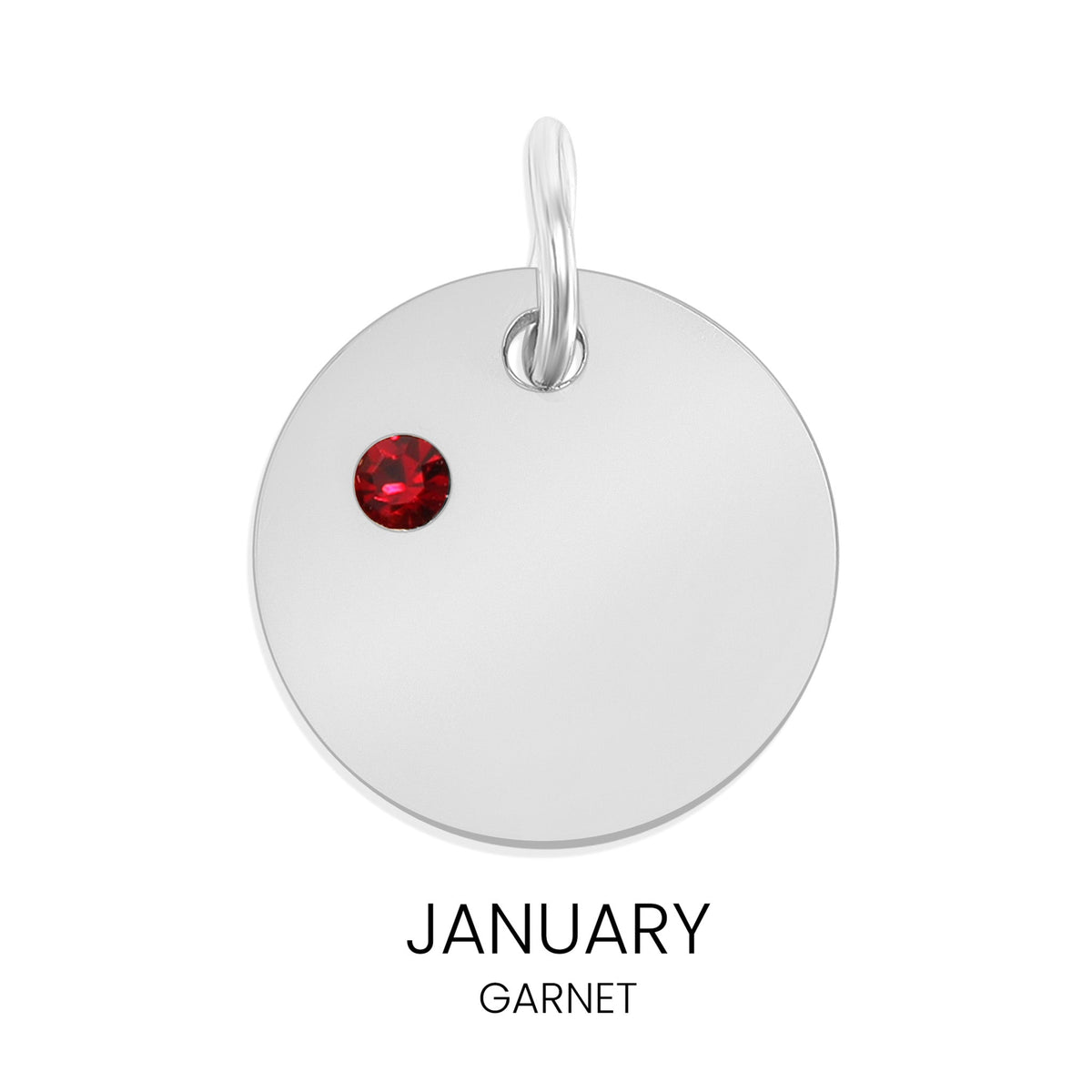 Silver Birthstone Disc Charms