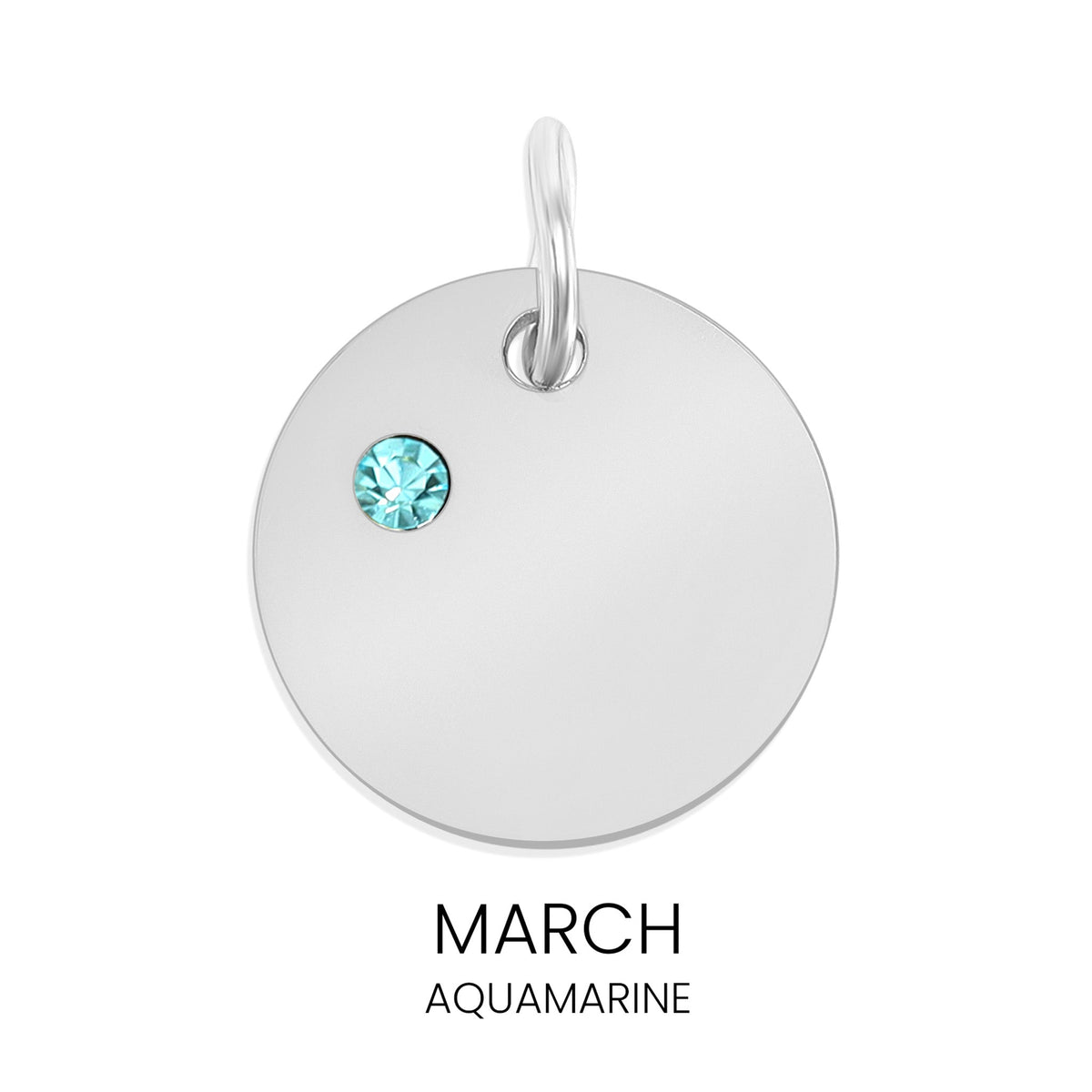 Silver Birthstone Disc Charms